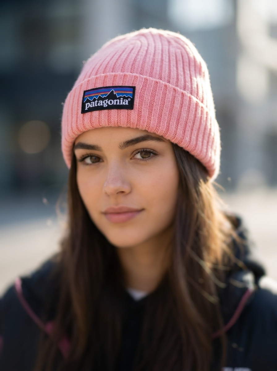 Patagonia Rib-Knit Logo Beanie Warm Pink