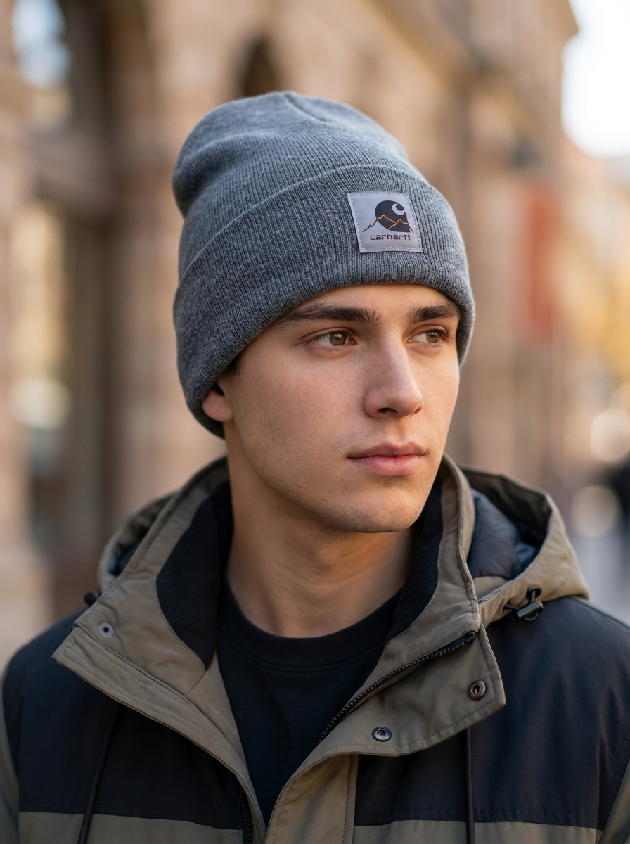 Carhartt Men’s Logo Knit Beanie Heather Grey