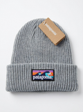 Patagonia Grey Wave Logo Ribbed Beanie