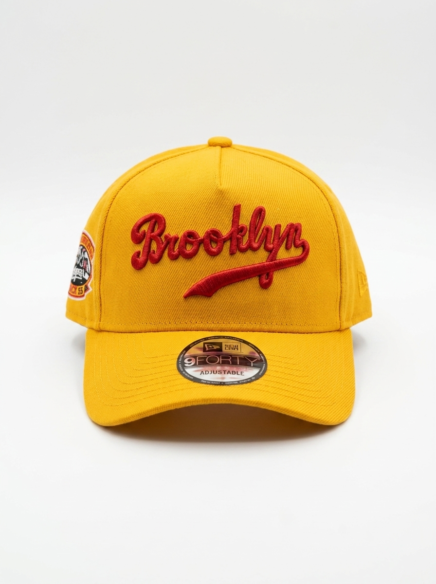 New Era Brooklyn Script Logo Yellow Baseball Cap