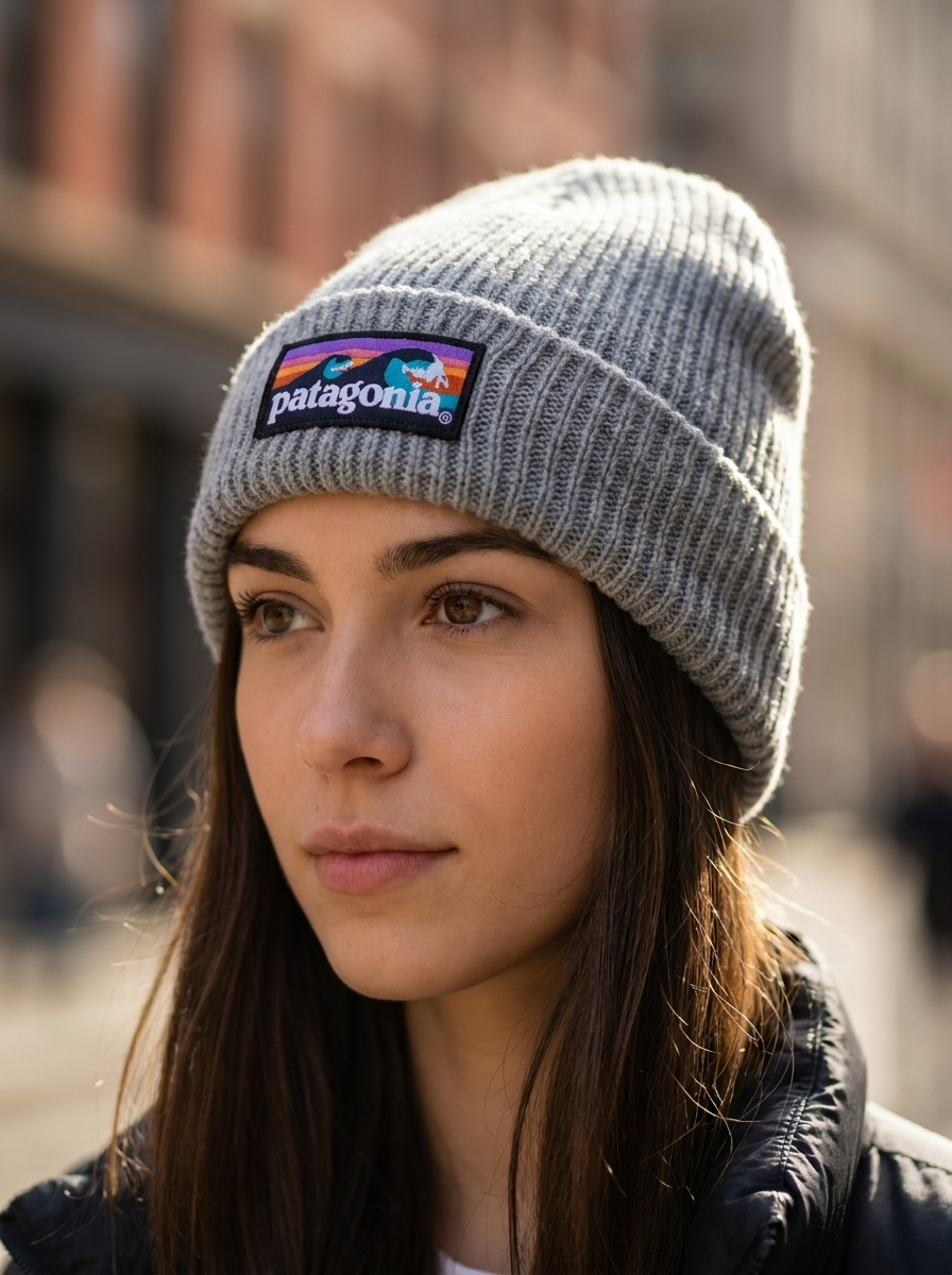 Patagonia Heather Grey Ridge Wave Ribbed Beanie