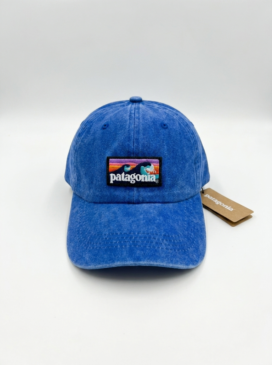 Patagonia Blue Fitz Roy Wave Logo Cotton Baseball Cap