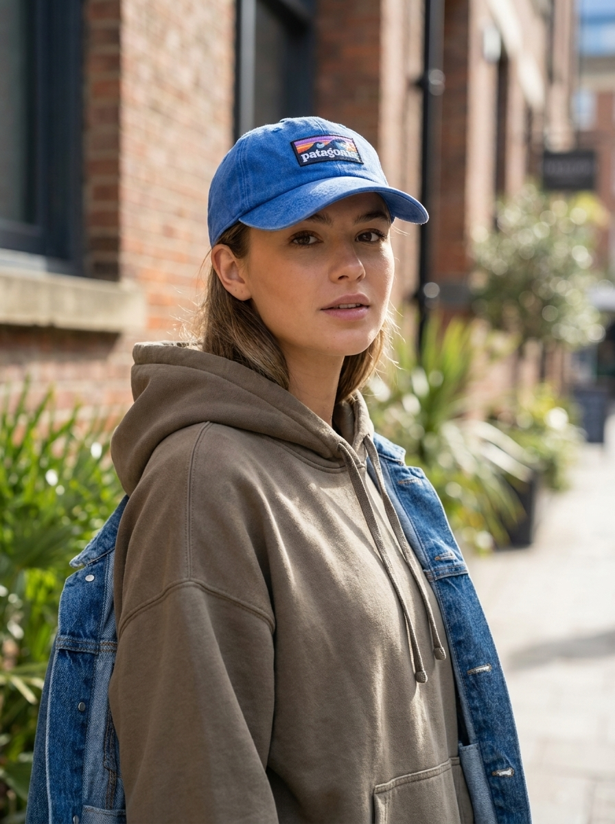 Patagonia Blue Fitz Roy Wave Logo Cotton Baseball Cap