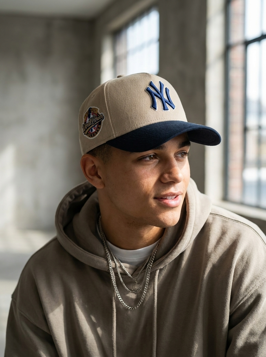 New Era Yankees 9FORTY Beige Curved Brim Baseball Cap