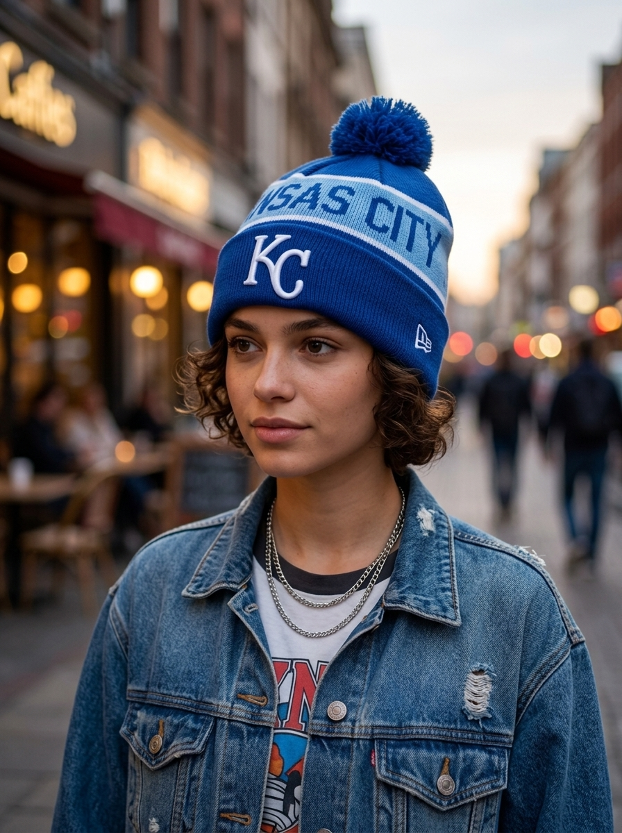 New Era Kansas City Blue Knit Pom-Pom Beanie