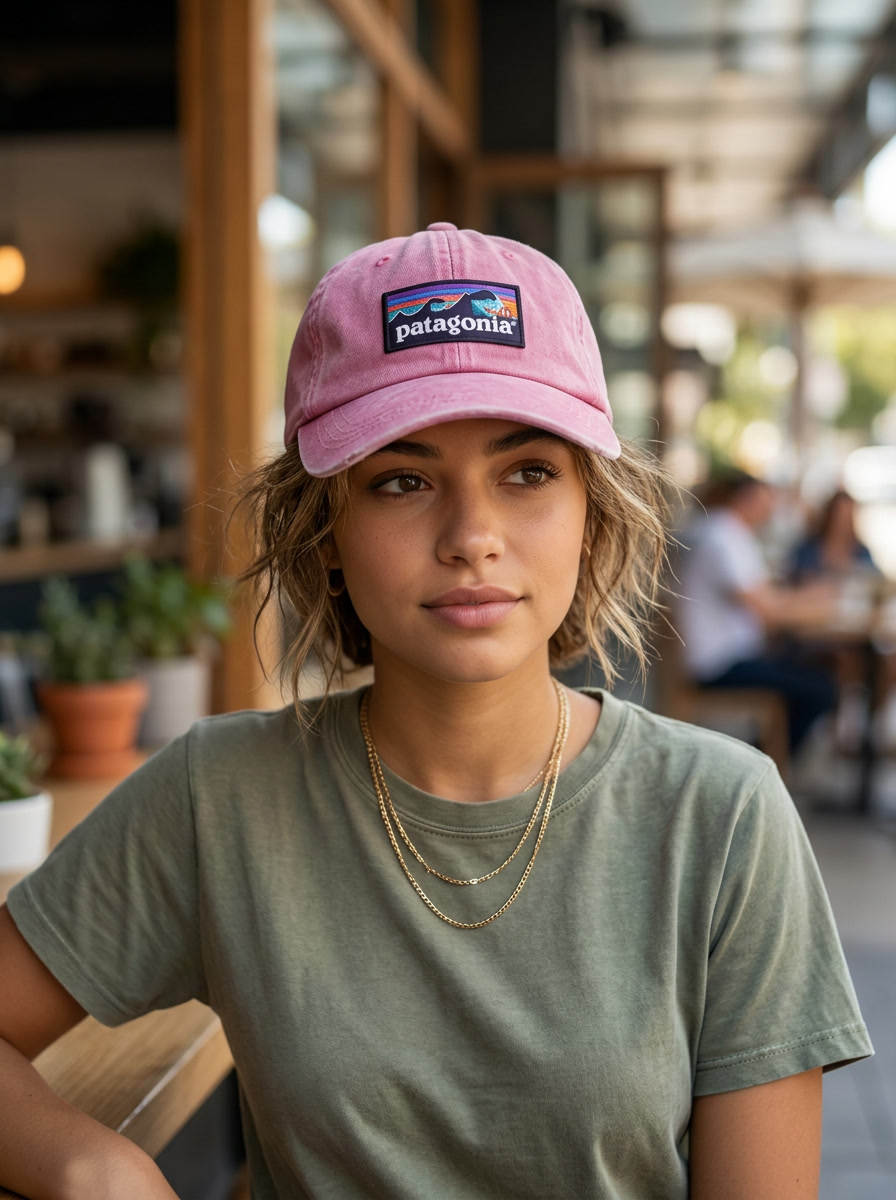 Patagonia Washed Pink Wave Logo Baseball Cap