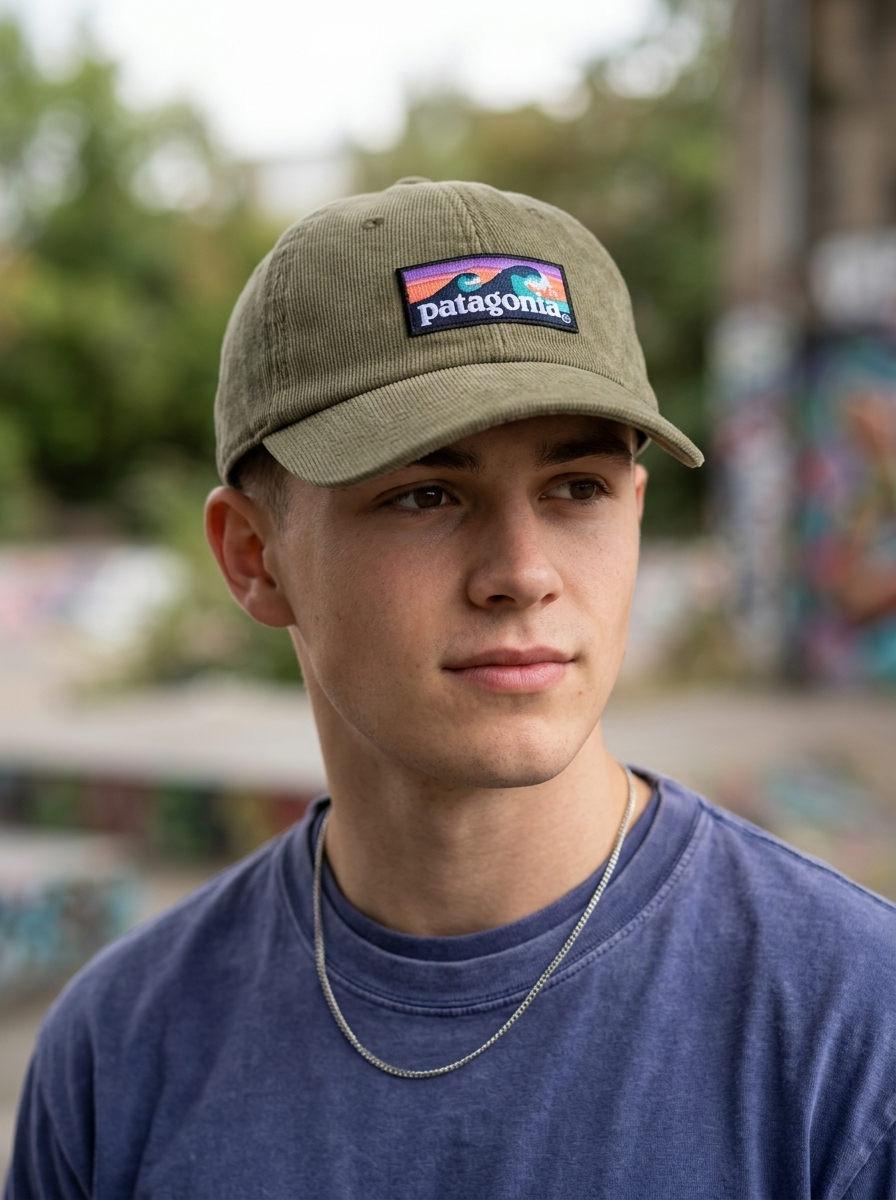 Patagonia Fitz Roy Sage Green Wave Organic Cotton Baseball Cap