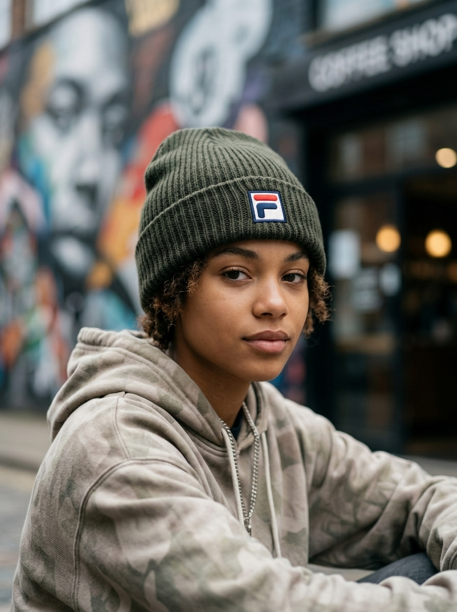 Fila Premium Olive Green Fila Cuffed Knit Beanie