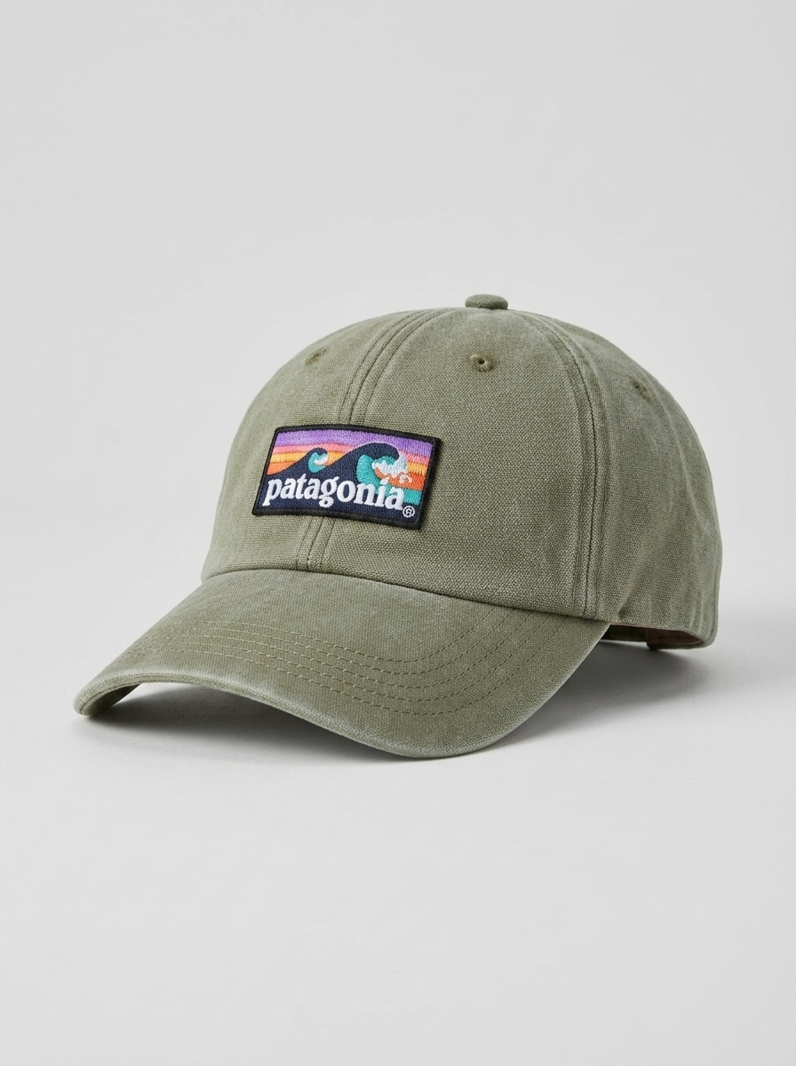 Patagonia Fitz Roy Sage Green Wave Organic Cotton Baseball Cap