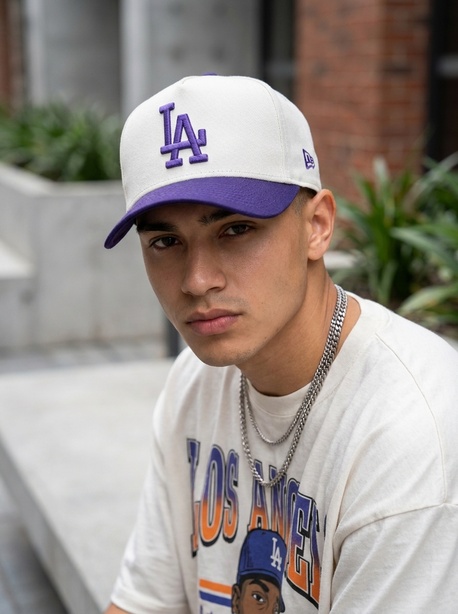 New Era LA Dodgers Purple Side Patch Adjustable Trucker Cap