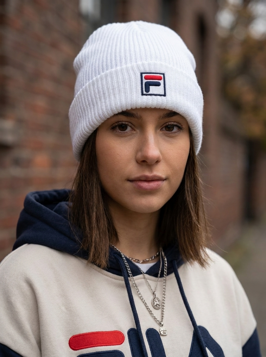 Fila Off-White Heritage Ribbed Knit Beanie