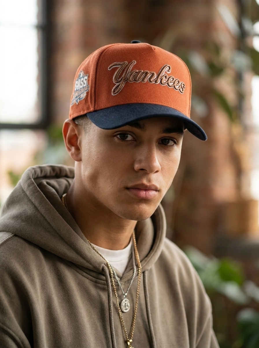 New Era 9FORTY Orange & Black Yankees Burnt Snapback