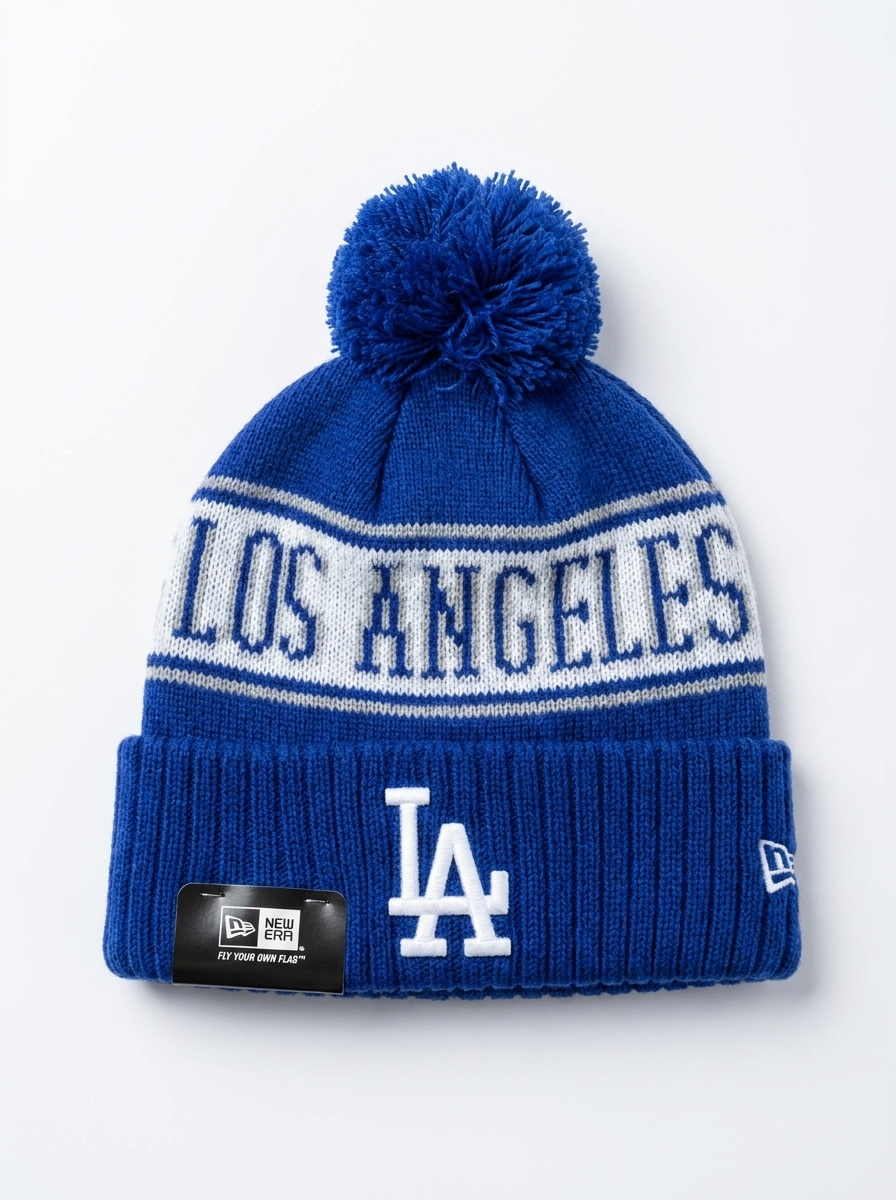 New Era LA Dodgers Royal Blue Cuffed Pom Beanie