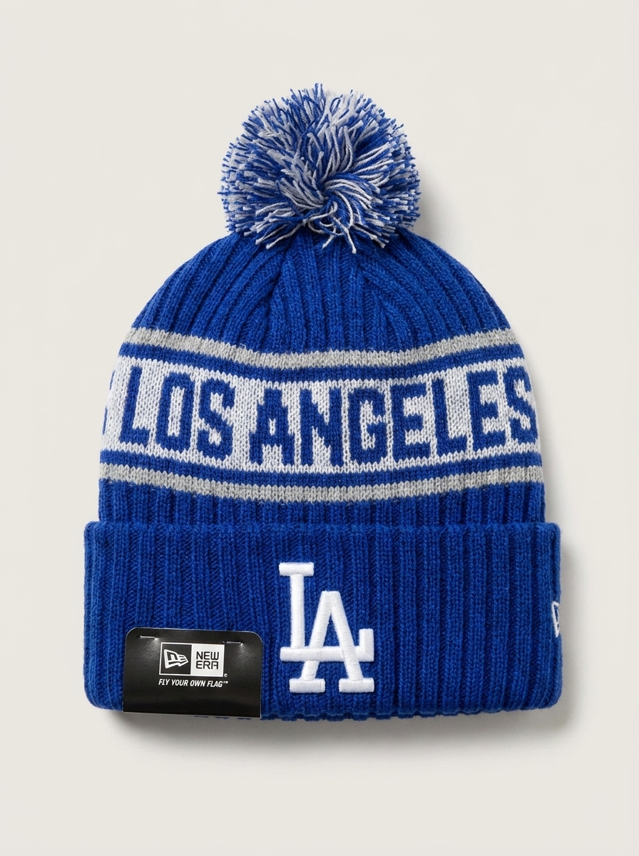 New Era Blue Los Angeles Dodgers Knit Pom Hat