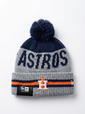 New Era Houston Astros Navy & Grey Knit Pom Beanie