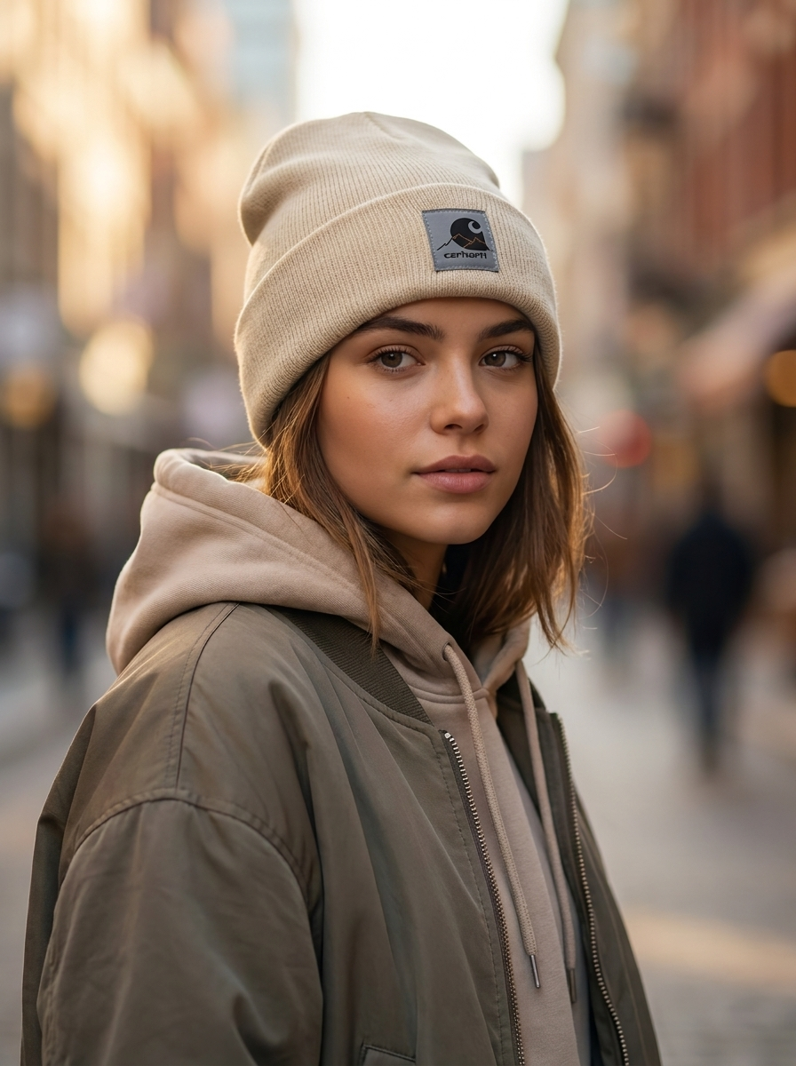 Carhartt Sandstone Mountain Logo Patch Knit Beanie