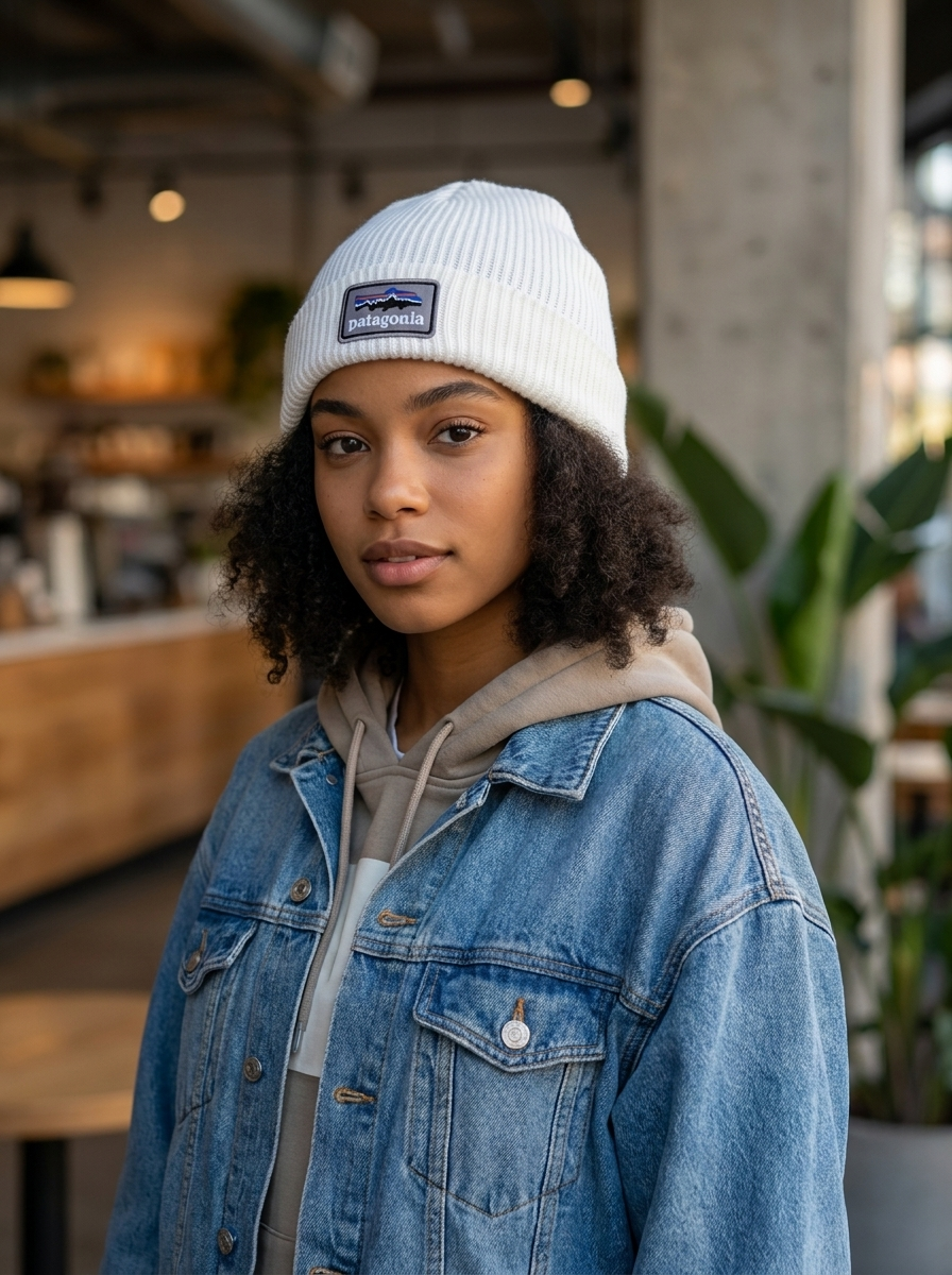 Patagonia Classic Off-White Ribbed Knit Beanie