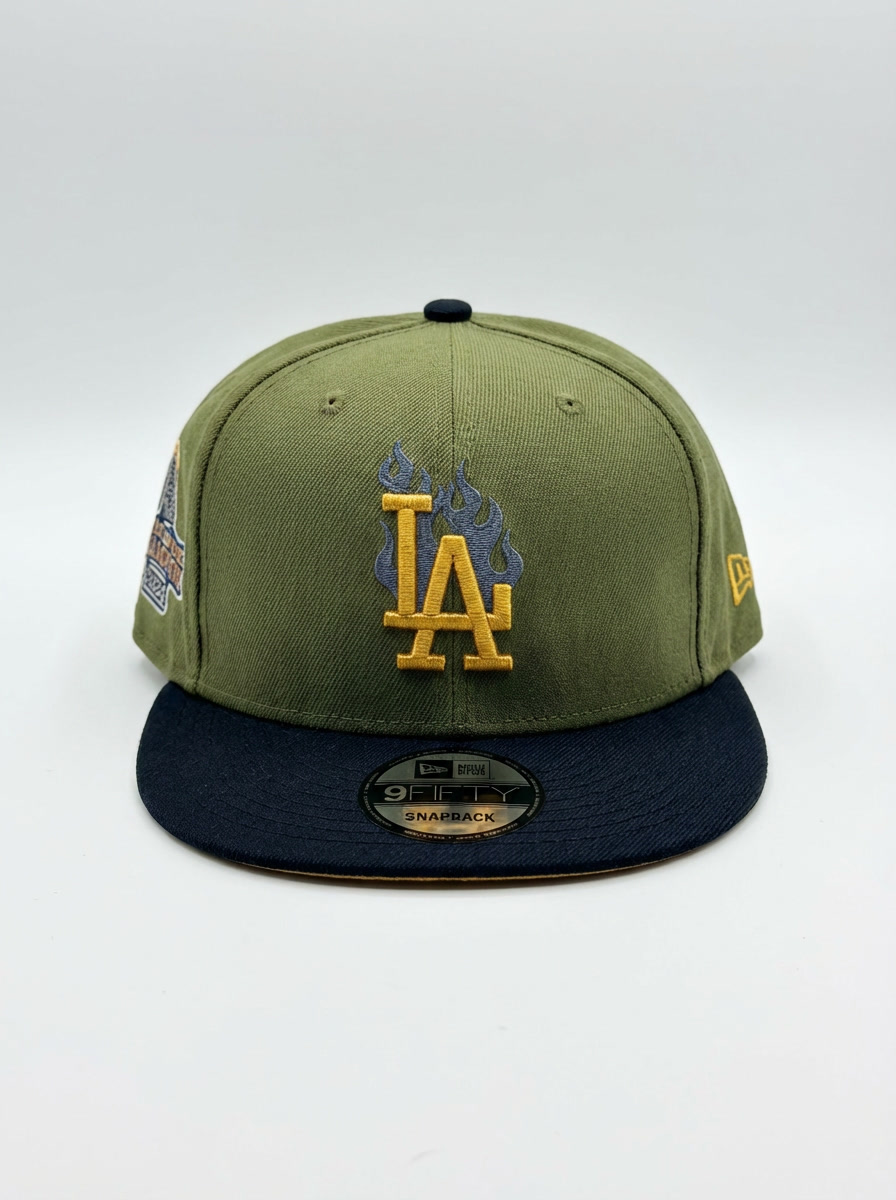 New Era LA Dodgers Olive & Navy Flame Snapback Hat