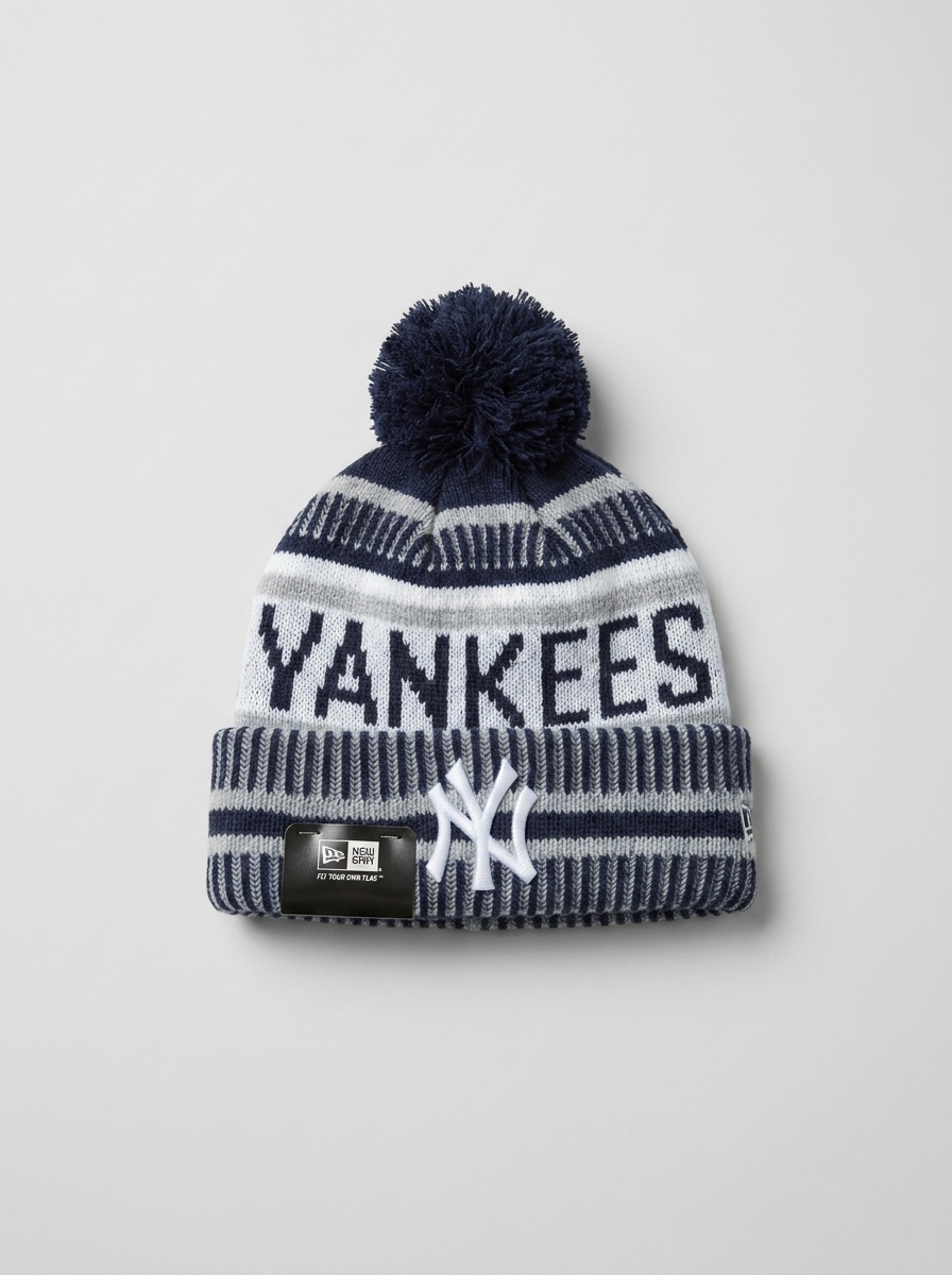 New Era New York Yankees Striped Knit Pom Beanie