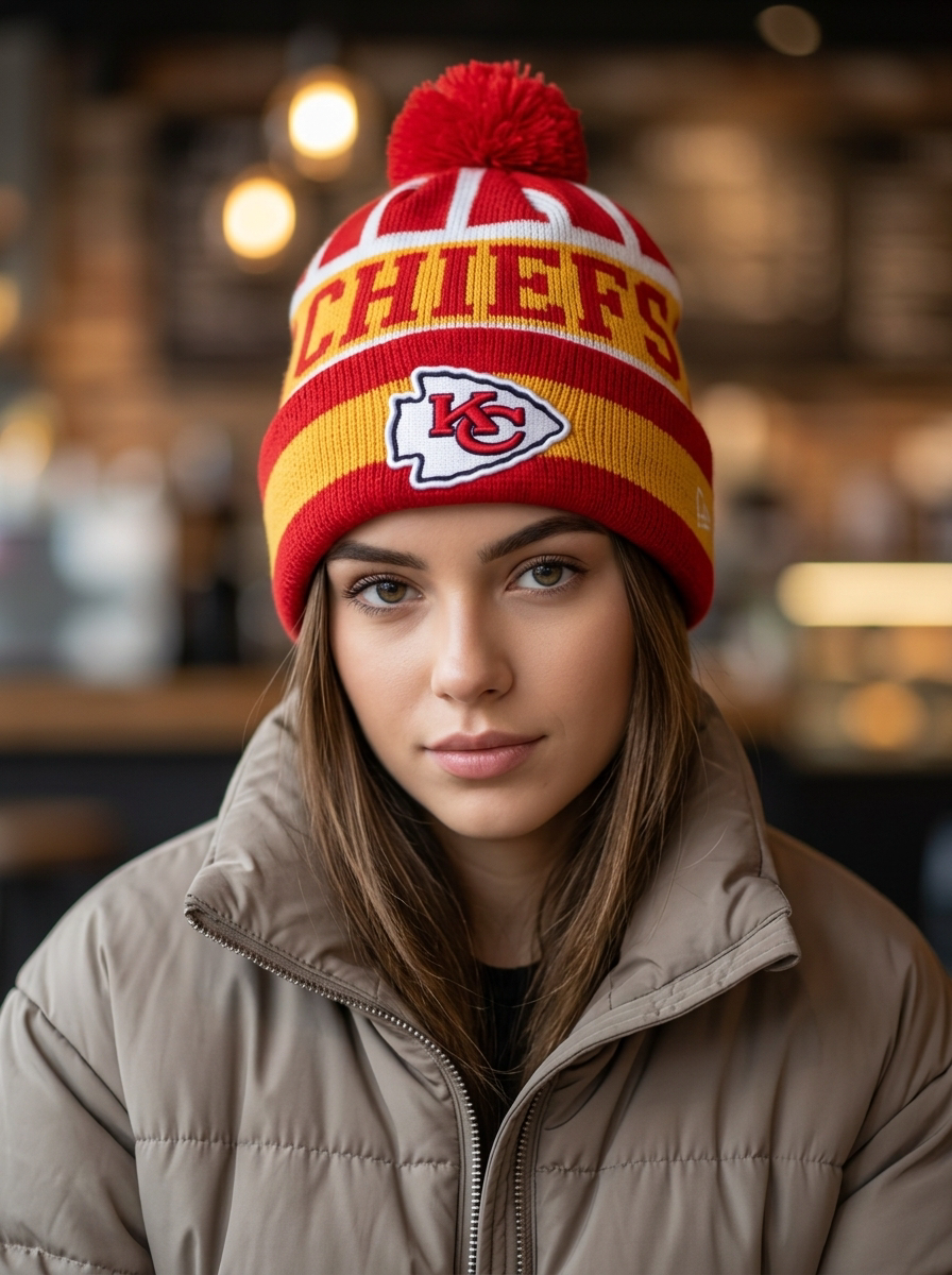 New Era NFL Chiefs Team Logo Winter Pom Beanie