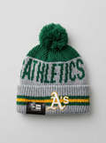 New Era Oakland Athletics Grey and Green Pom Beanie