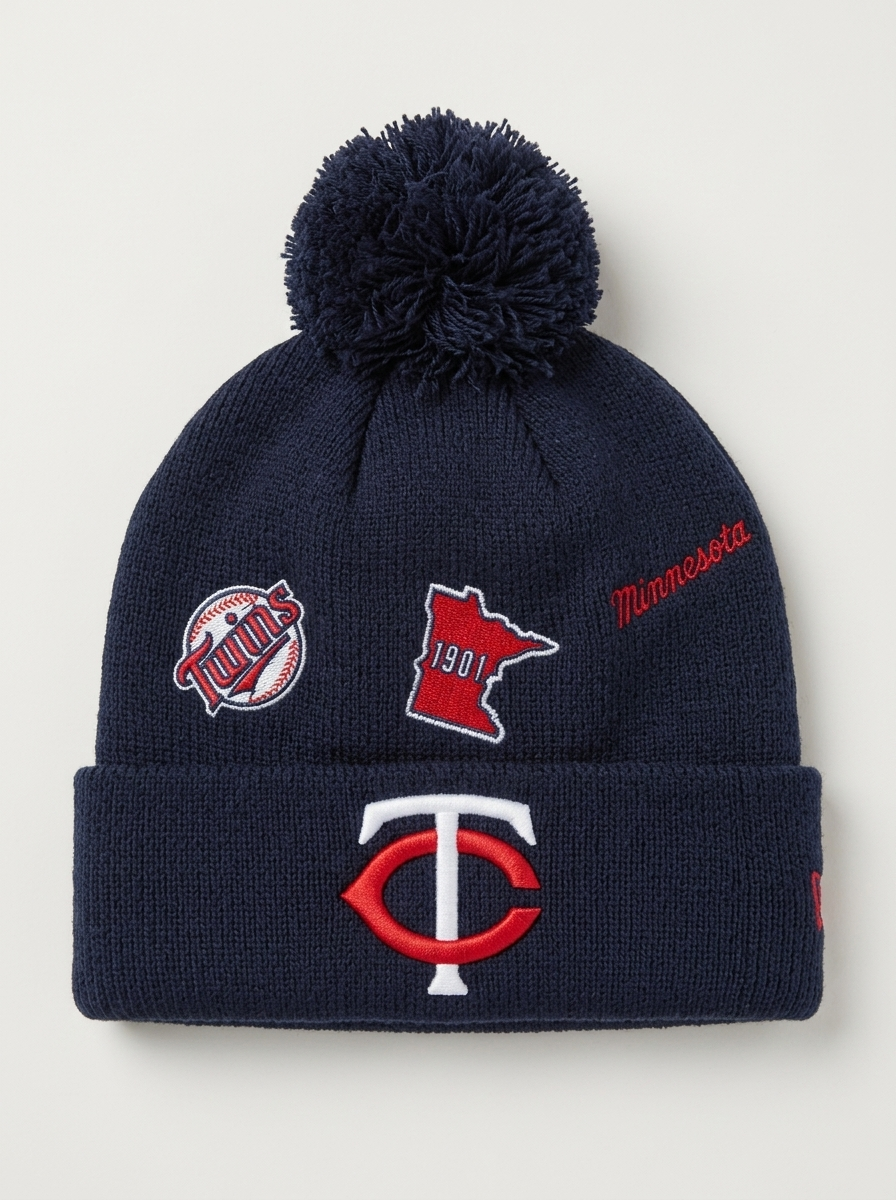 New Era Twins Multi-Patch Navy Winter Beanie