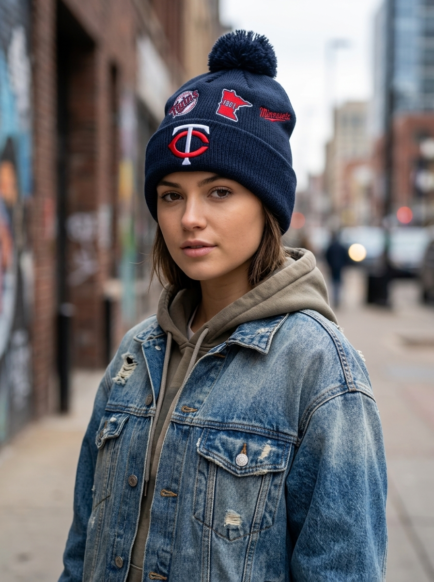 New Era Twins Multi-Patch Navy Winter Beanie