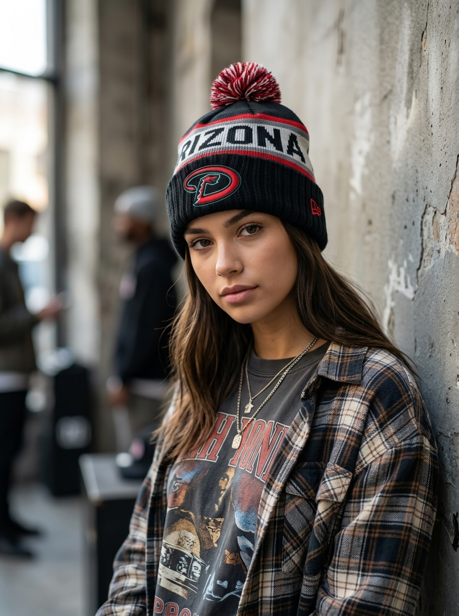 New Era Arizona Diamondbacks Striped Cuffed Winter Beanie