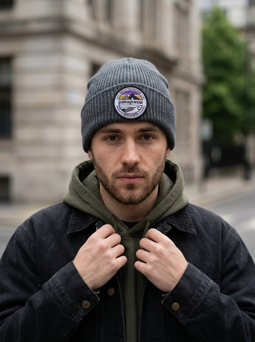 Patagonia 1973 Built to Endure Cuffed Heather Grey Knit Beanie