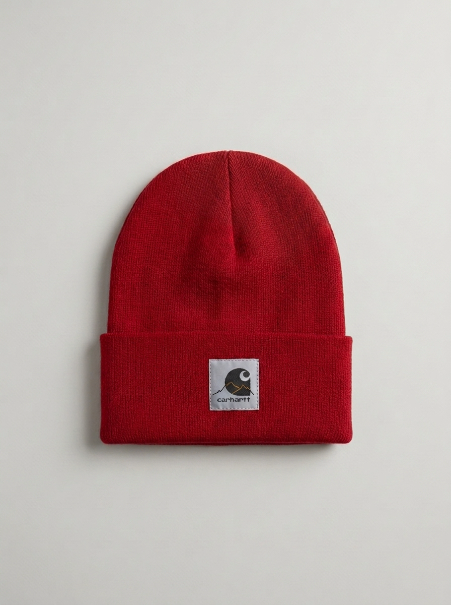 Carhartt Classic Logo Patch Cuff Red Beanie