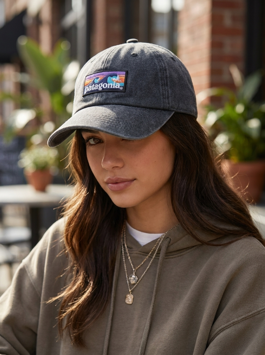 Patagonia Wave Patch Washed Black Baseball Cap