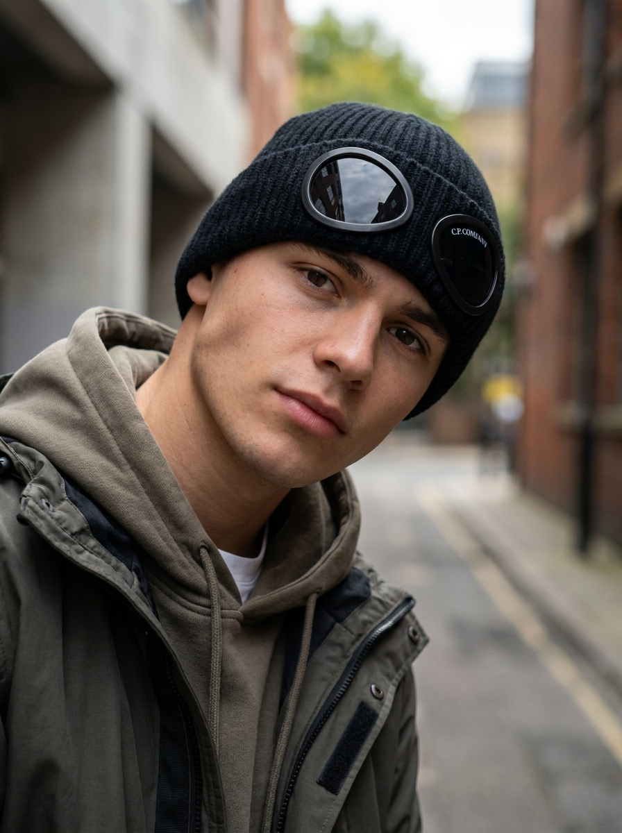 Iconic Goggle Knit Black Beanie