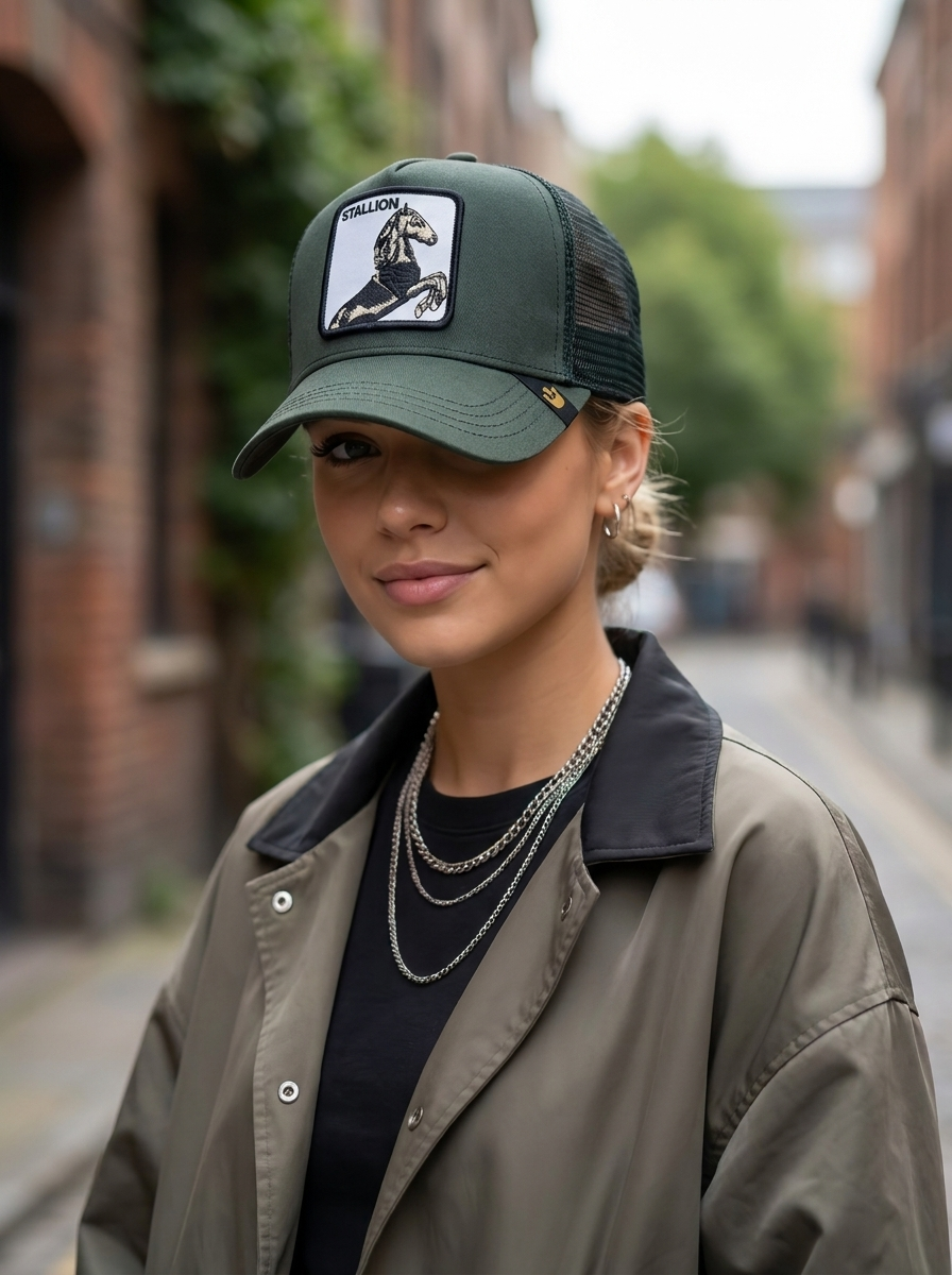 Capslab Goorin Bros. Stallion Olive Green Trucker Cap