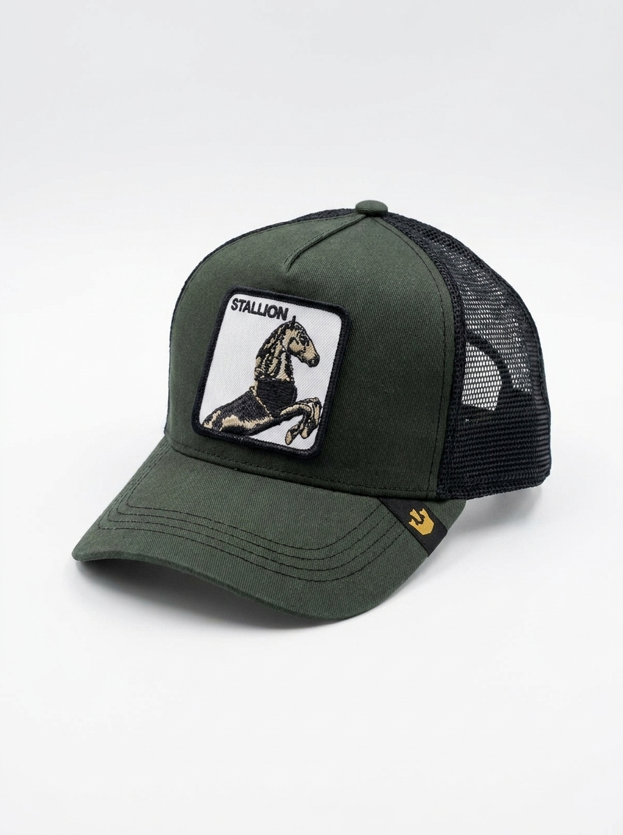 Capslab Goorin Bros. Stallion Olive Green Trucker Cap