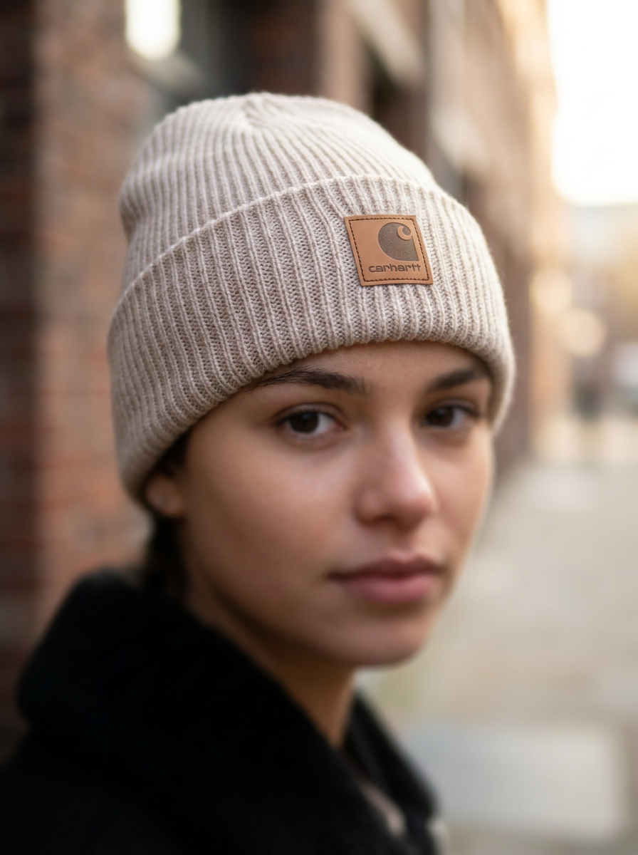 Carhartt Heritage Beige Ribbed Knit Beanie