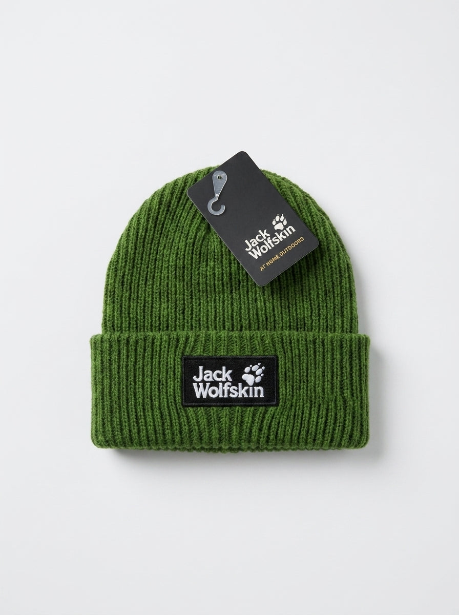 Jack Wolfskin Ribbed Forest Green Knit Beanie