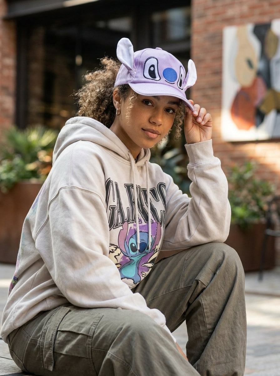 Cartoon Character with Pop-Out Ears Purple Cap