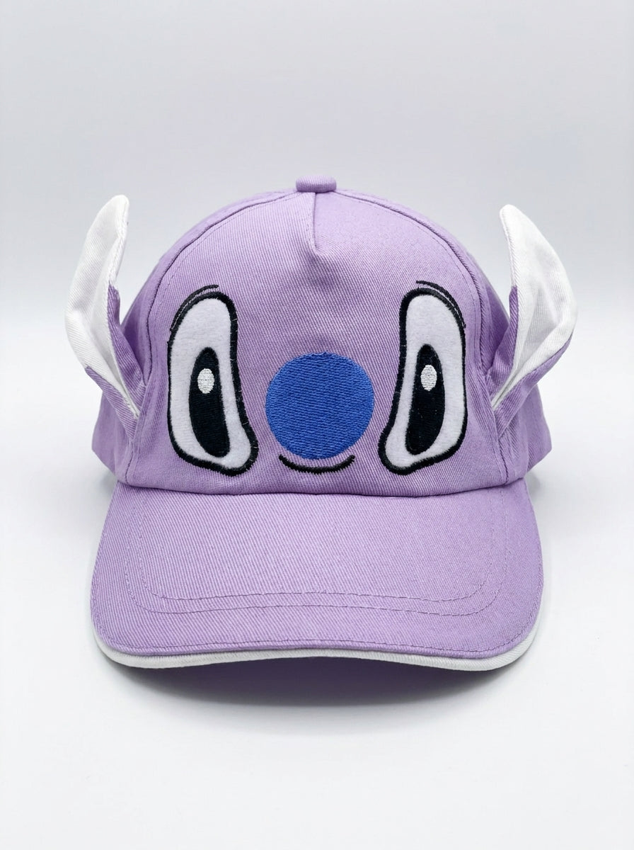 Cartoon Character with Pop-Out Ears Purple Cap