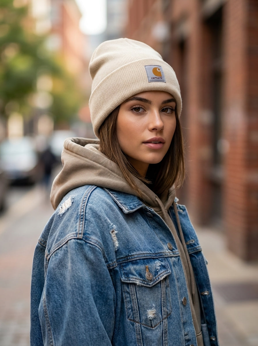 Carhartt Ribbed Off-White Knit Beanie