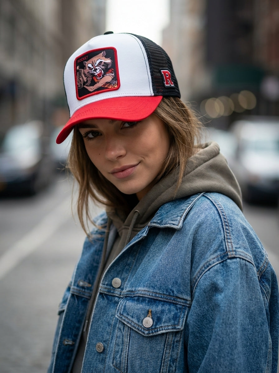 Capslab Rocket Raccoon Graphic Trucker Cap