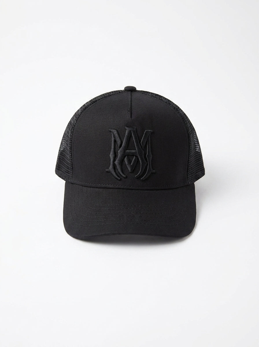All-Black Embroidered Snapback Baseball Cap