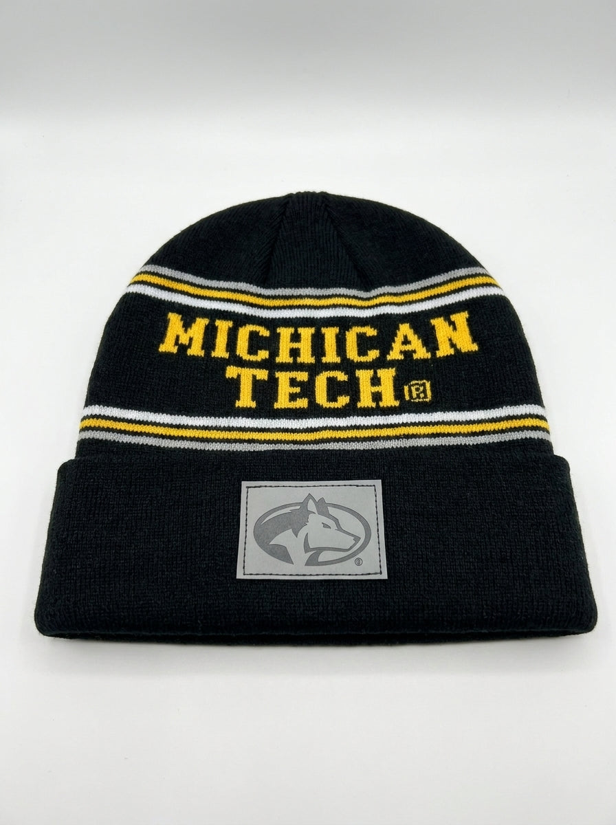 Michigan Tech Embroidered Black Vintage Beanie