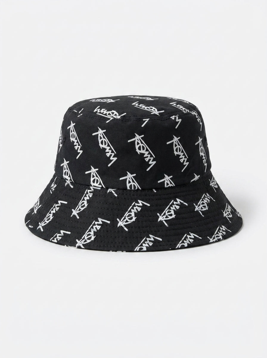 Graffiti Print Streetwear Black Bucket Hat
