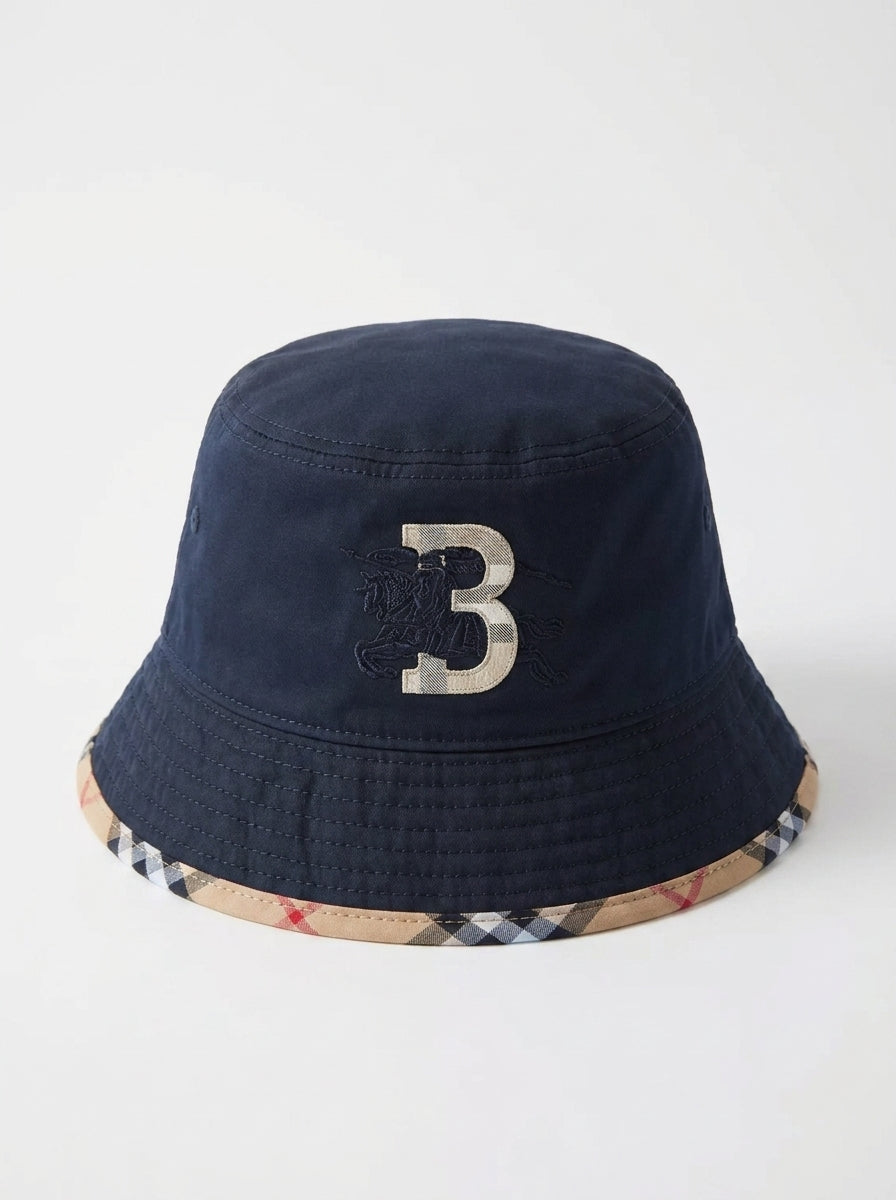 Embroidered Monogram Deep Navy Bucket Hat