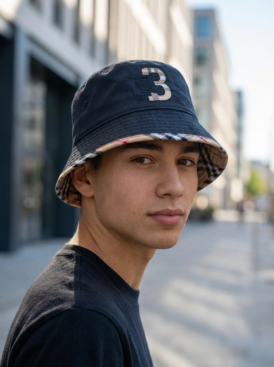Embroidered Monogram Deep Navy Bucket Hat