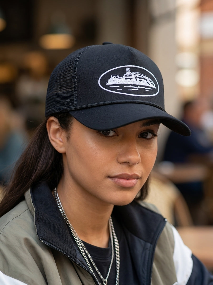 Graphic Unisex Black Trucker Cap