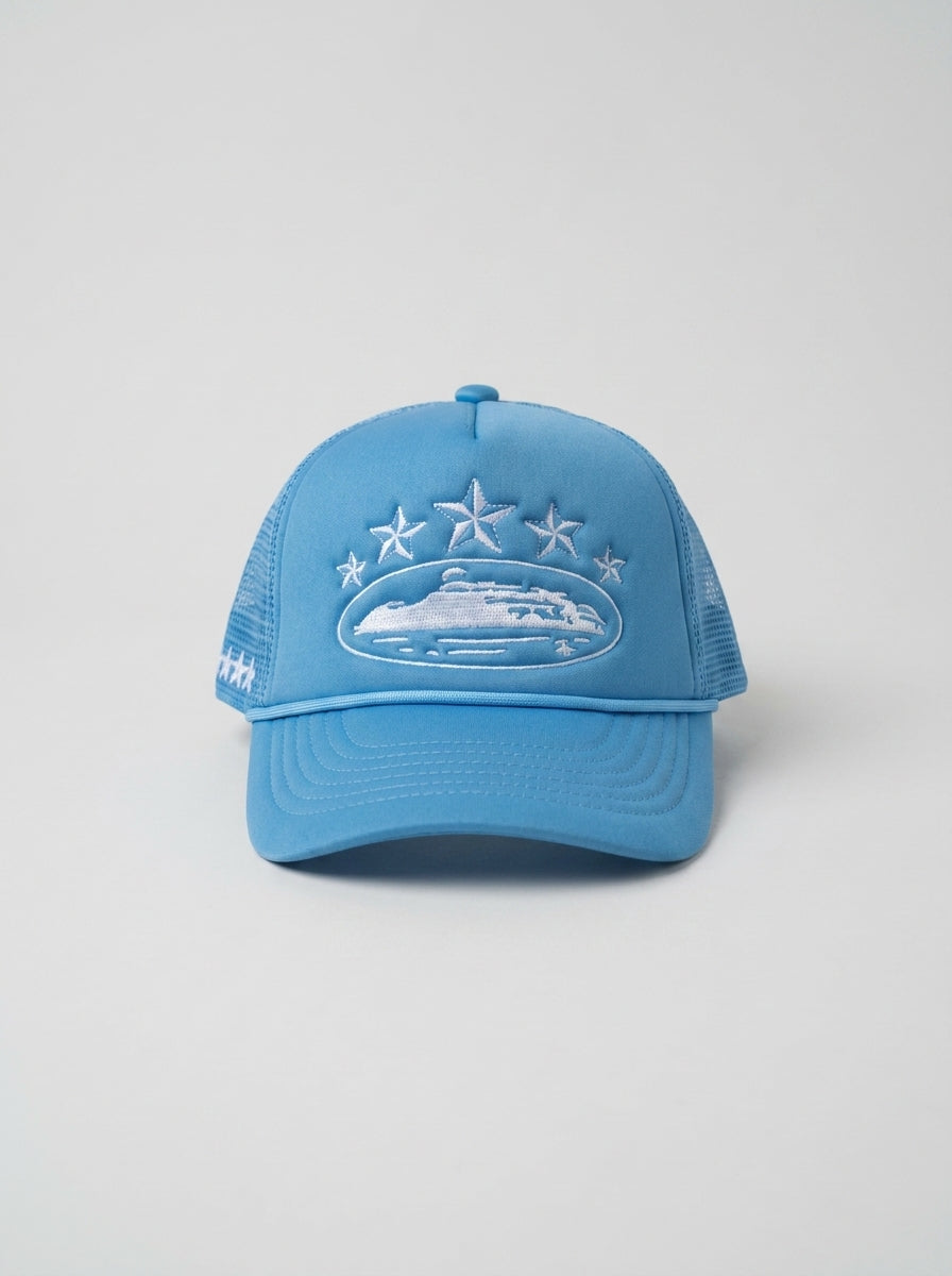 Star Graphic Sky Blue Trucker Hat