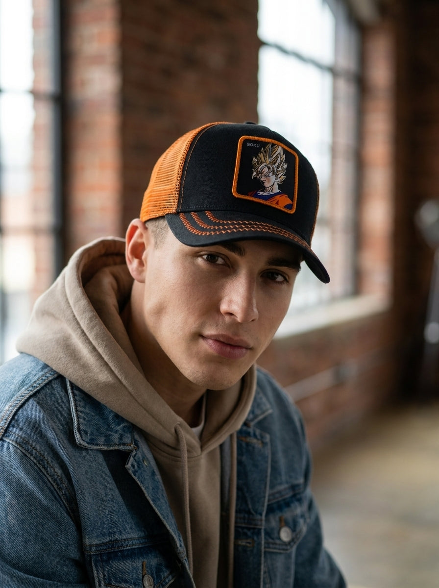 Capslab Dragon Ball Z Black & Orange Trucker Cap