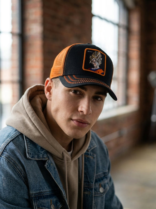 Capslab Dragon Ball Z Black & Orange Trucker Cap