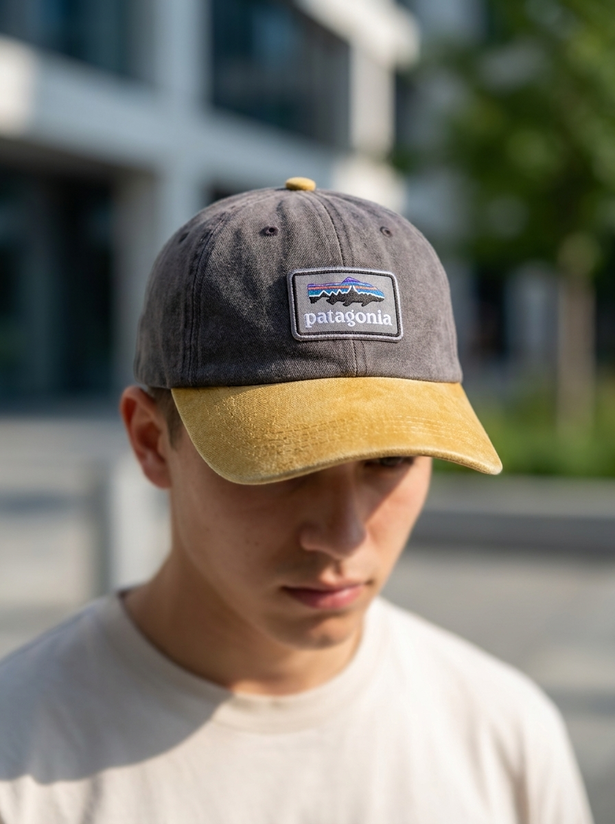 Patagonia Washed Grey & Mustard Corduroy Patch Baseball Cap